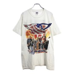 00年代 AERO SMITH エアロ・スミス 2002 ツアーＴシャツ バンド ホワイト メンズ XL 중고 古着 U7926