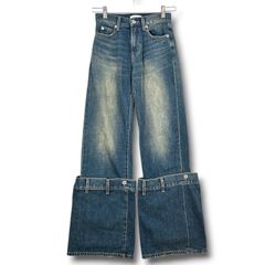 LAGUA GEM 라구아젬 LEG COVER DESIGN 데님 팬츠 청바지 로우 라이즈 워시 가공 블루 블루 사이즈 22 여성 연중 고고 헌 옷 마루이 기타센주점 19 No.3180