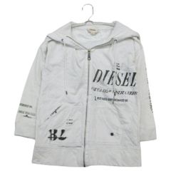 상태좋음 DIESEL ディーゼル パーカー フーディ ジップアップ グラフィック ロゴ y2k 上着 ホワイト S S レディース 중고