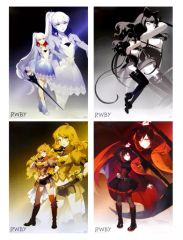 중고 포스터 애니메이션 오리지널 B2 목욕 포스터 4장 세트 루비&와이스&브레이크&양 Blu-ray RWBY Volume1 "초회 생산 한정판"토라노아나 구입 특전