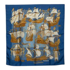 エルメス カレ90 ARMADA 無敵艦隊 スカーフ 大判スカーフ ブルー系 シルク レディース HERMES【1-0290882】