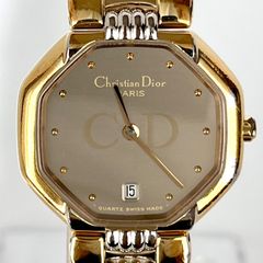 クリスチャンディオール レディース 腕時計 磨き済み 상태좋음 Christian Dior 電池新品 ゴールド シルバー