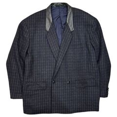 COMME des GARCONS HOMME PLUS(コムデギャルソンオムプリュス) 1984's~1988's Leather Collar Tartan Tweed Blazer 襟レザー タータンチェック ツイード ダブル テーラード ジャケット