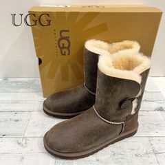 箱付き UGG W BAILEY アグ ベイリーボタン ムートン ブーツ UK7.5 26㎝ 5838W ブラウン 無地 メンズ _208