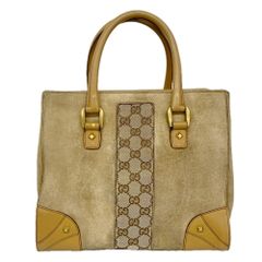 グッチ Gucci グッチ ハンドバッグ GGキャンバス 120895 キャンバス スウェード ベージュ レディース