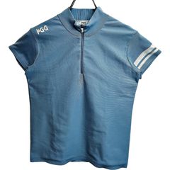 PEARLY GATES パーリーゲイツ ゴルフ ハーフジップ 半袖 モックネック Tシャツ 269-3167302 0 ライトブルー レディース
