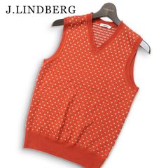J.LINDBERG ジェイリンドバーグ 秋冬 メリノ ウール100％ ドット ジャガード Vネック ニット ベスト Sz.XS メンズ ゴルフ