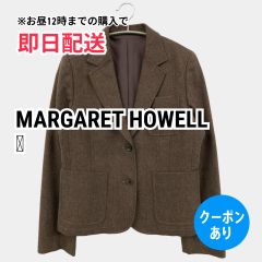 MARGARET HOWELL マーガレットハウエル テーラードジャケット Ⅲ ブラウン ウール・ニット 無地 ミドル丈 フードなし シングル レディース