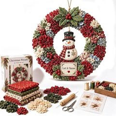新品 クリスマス手作りキット 3D DIY装飾 初心者向け 休日リース作りキット 手作りのクリスマス作品ギフト 雪だるま 並行輸入品