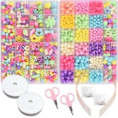 新品 ZAIDEA ビーズ アクセサリー キット 工具セット 女の子 子供 大容量 ブレスレット カラフル 手作り カチューシャ付き パステル
