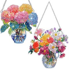 新品 Fokenzary ダイヤモンドアート サンキャッチャー 5D 花 特殊な形のダイヤモンド DIY手芸キット 窓辺インテリア ハンドメイドギフト