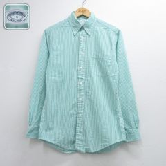 S/古着 Brooks Brothers ブルックスブラザーズ 長袖 ブランド シャツ メンズ シアサッカー コットン ボタンダウン グリーン ストライプ 26aug18
