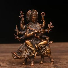 仏像 摩利支天 座像 8cm ブロンズ像 真鍮製 ミニチュア仏像
