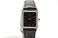 CITIZEN シチズン 1000-107985 クオーツ 腕時計 ブラック 文字盤 レザーベルト 1990年代 レディース 中古