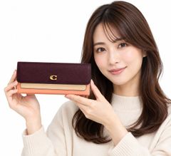 🎀COACH コーチ ミラ ロング フラップ ウォレット・カラーブロック CAO18 B4XD2