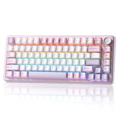 YUNZII B75 PRO 75% ガスケットゲーミングキーボード 無線メカニカルキーボード BT/2.4G/有線 ワイヤレス ホットスワップ 搭載 RGB ノブ付きカスタムキーボード Mac/Win用 技適認証取得 (紫, ミルクスイッチ 6e0be22f