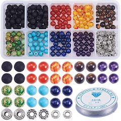 SUNNYCLUE　6mm260個　チャクラ　ブレスレット　セット　開運お守り　チャクラストーン　セット　パワーストーン　ヒーリングストーン　エネルギー　チャクラ　チャーム　ビーズ　七色チャクラ　レイキ　レイキヒーリング　タイガーアイ　クリスタル　アメジス 0
