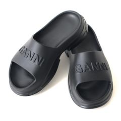 ガニ― サンダル レディース ブラック 黒 GANNI Light Weight Pool Slide プールスライド 2024年春夏モデル S2408