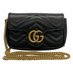 GUCCI グッチ ショルダーバッグ GGマーモント 476433 黒 チェーンショルダー レザー