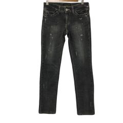 サムシング something Vienus Jean パンツ デニム ジーンズ ストレート ロング ジップフライ ダメージ加工 28×32 グレー