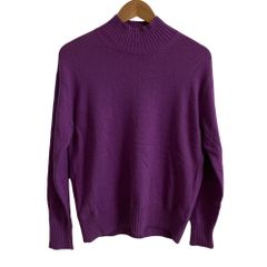 23区 ウールカシミヤ ハイネックニット セーター 38 パープル レディース 秋 冬 中古 古着 USED 美品