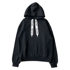 美品 CELINE セリーヌ ルーズ フーディー プルオーバー パーカー スウェット ロゴ ドローストリング 裏毛 サイズL 黒 ブラック メンズ 古着 中古 USED