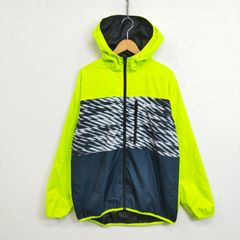 NIKE ナイキ リバーシブル ジップアップ ジャケット フード付き ウィンドブレーカー 切替 配色 スポーツ ブラック 蛍光 ネオン イエロー L J656
