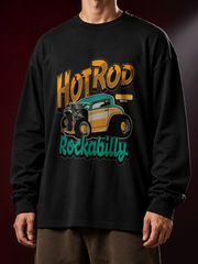 メンズロングスリーブ T シャツ ホットロッド ヴィンテージオールドカー ロングスリーブ T シャツ 男女兼用 배송비 무료