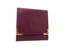 Cartier カルティエ コインケース マストライン ボルドー系 レザー ユニセックス スクエア 小銭入れ ゴールド金具 超美品