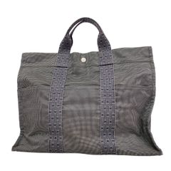 6ke5038 エルメス トートバッグ エールラインMM ナイロン グレー シルバー金具 중고 メンズ レディース ユニセックス