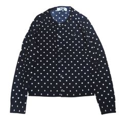 "PLAY COMME des GARCONS" Heart Motif Polka Dots Crew Neck Wool Cardigan