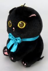 【中古】キーホルダー 黒猫(青リボン) ちょこんとおすわり黒猫マスコット 「mofusand」