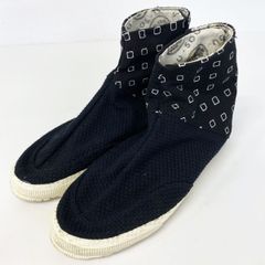SOU・SOU/ソウソウ 貼付地下足袋 26.0cm 刺し子/四角形柄 ブラック系/黒 スニーカー/和装シューズ JAPAN MADE[OR03919]