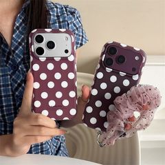 iphoneケース iPhone18pro ケース iphone18promaxケース かわいい ドット ストラップ付き 落下防止 スマホケース iphone17 ケース 17proお洒落 ワインレッド iphone16ケース 耐衝撃 iphone15ケース