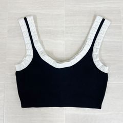 【中古】Alexander Wang アレキサンダーワン ロゴ トリム タンクトップ ショート丈 クロップド丈 4KC1221001 ブラック/ホワイト Sサイズ レディース 中国製