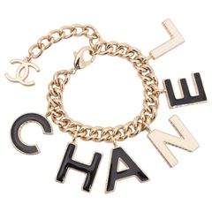 중고 シャネル ブレスレット CHANELレターチャーム ココマーク ブラック×アイボリー エナメル Aランク ch6687cc