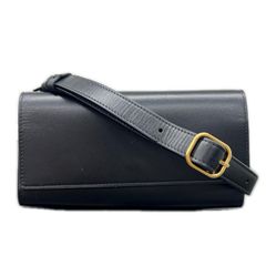 THE ROW 希少 美品 ザロウ BELT FLAP BAG ベルト フラップ バッグ ショルダバッグ レザー ブラック ポシェット レディース ABランク 中古 鑑定済 ザロウバッグ【参考定価170,000円】