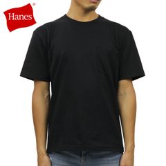 헤인즈 티셔츠 비피 포켓 맨즈 반소매 정규 판매점 HANES 크루넥 헤비 웨이트 포켓 T 무지 HANES BEEFY POCKET T-SHIRT H5190090 BLACK
