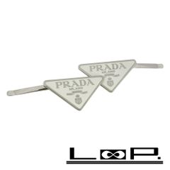 プラダ ■新同■ トライアングルロゴ ヘアクリップ アクセサリー SS ホワイト シルバー 1IF051 【619182】8