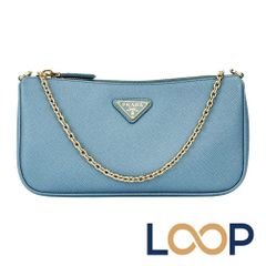 プラダ ■未使用■ チェーン ショルダー バッグ カバン サフィアーノ ライトブルー 1BC245【779114】13