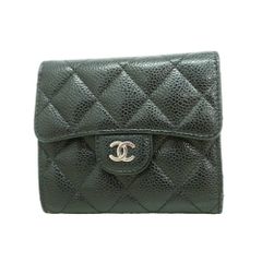 シャネル Chanel シャネル 三つ折り財布 マトラッセ キャビアスキン ブラック レディース