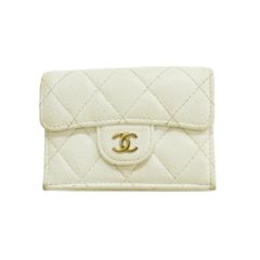 シャネル Chanel シャネル 三つ折り財布 マトラッセ キャビアスキン ホワイト レディース