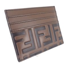 フェンディ FENDI FFロゴ ズッカ カードホルダー 7M0164 カードケース レザー ブラウン レディース メンズ 【中古】【Aランク】
