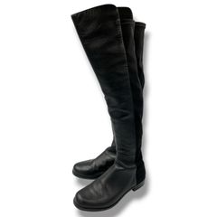 STUART WEITZMAN スチュワートワイツマン レザーニーハイブーツ ロングブーツ レザー ストレッチ ブラック 黒 サイズ7 レディース 秋 冬 ゴーゴー古着マルイ北千住店 26 No.3203