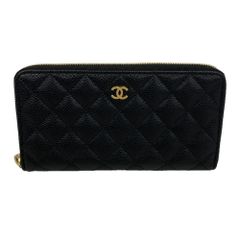 シャネル Chanel シャネル 長財布 マトラッセ キャビアスキン ブラック レディース
