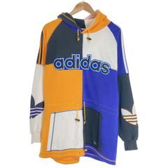 【中古】　adidas　パーカー　90s vintage　90年代　OLD　プルオーバー　トップス　フード　トレフォイルロゴ　プリント　オーバーサイズ　スポーツ　古着　/2001