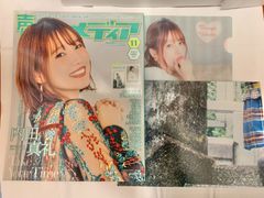 중고 雑誌 声優アニメディア 2019年11月号 付録付き 内田真礼さん ビッグポスター、クリアファイル ポスター角折れ、クリアファイルキズ
