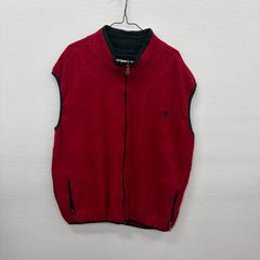 Y2190 champion フリース ベスト XL 赤 フルジップ ワンポイント チャンピオン 古着卸 アメリカ仕入