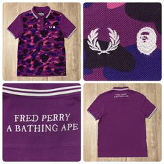 FRED PERRY × BAPE CAMO ポロシャツ Mサイズ a bathing ape POLO SHIRT フレッドペリー エイプ ベイプ アベイシングエイプ 迷彩 y78