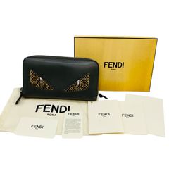 ◆ FENDI / フェンディ モンスター ラウンドファスナー 長財布 ブラウン 箱付き 中古品 MB ai KBS